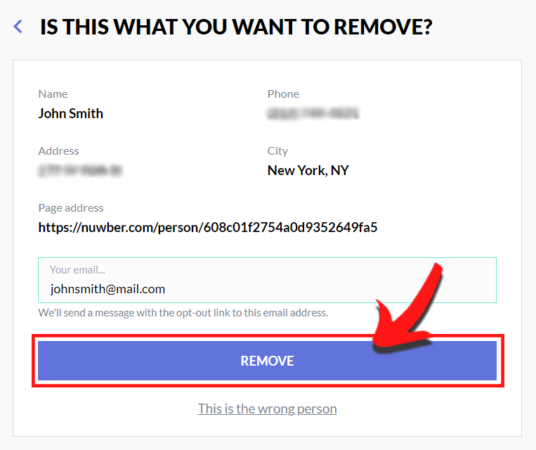 Remove Information from Nuwber - DeleteMyInfo