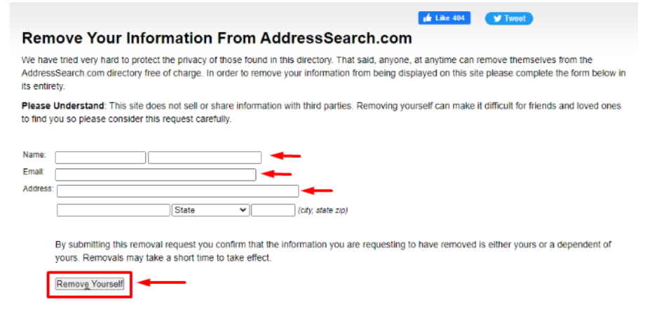 Deletemyinfo AddressSearch
