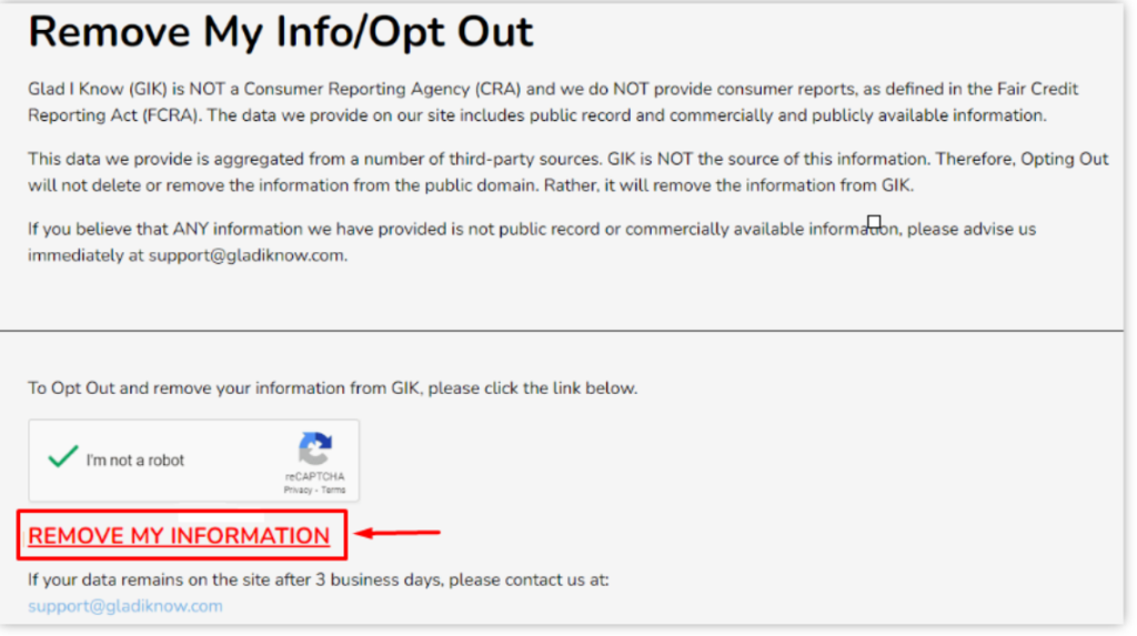 Deletemyinfo Gladiknow
