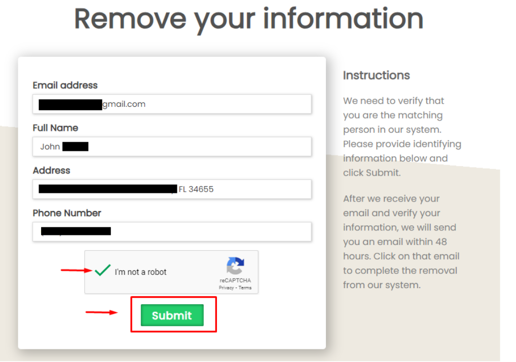 Deletemyinfo PrivateReports