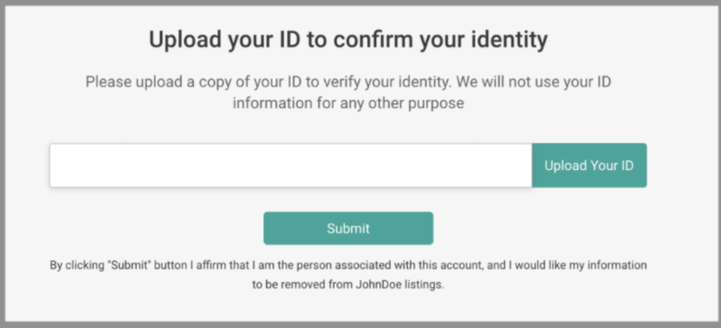 Deletemyinfo Johndoe